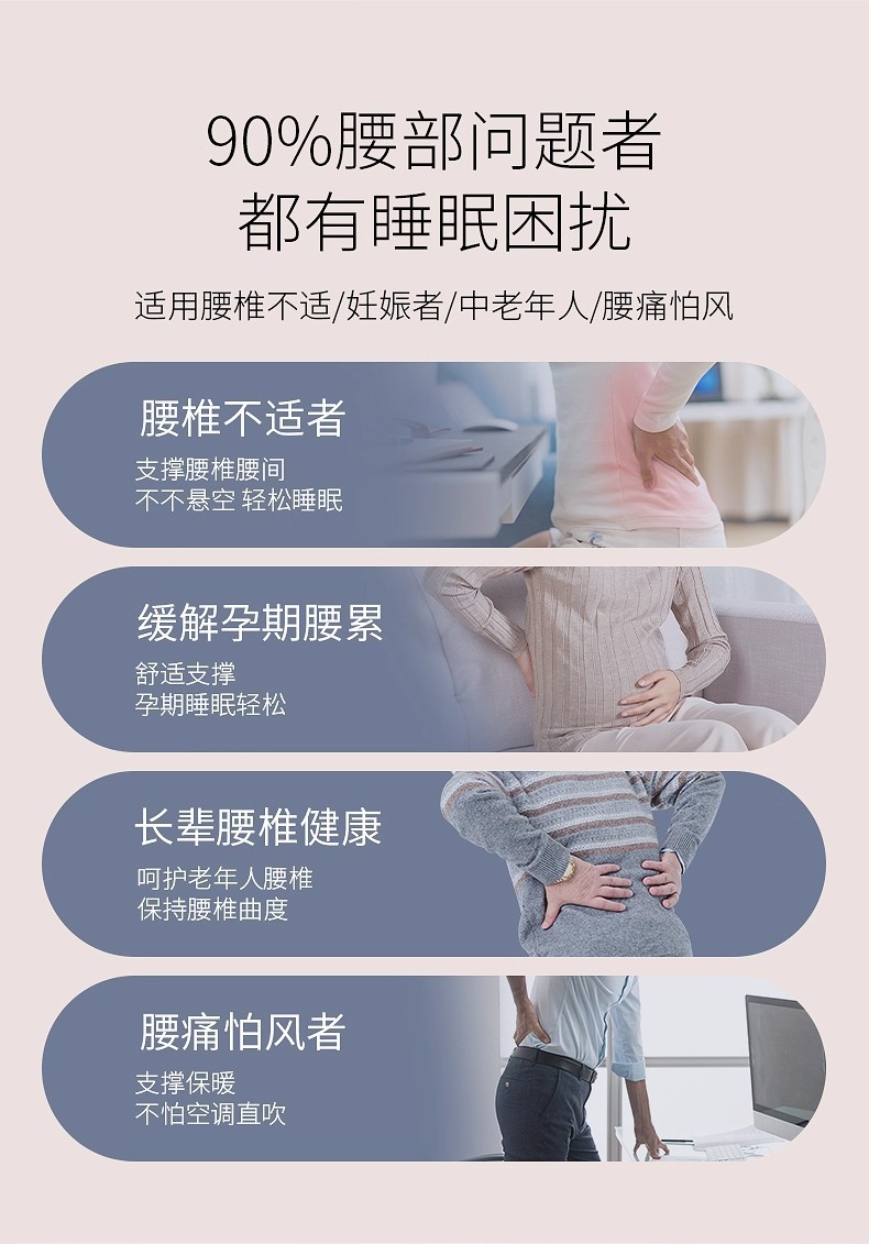 卓辰睡眠护腰带 睡觉保暖护腰枕垫腰部支撑腰椎盘突出痛平躺腰托 3
