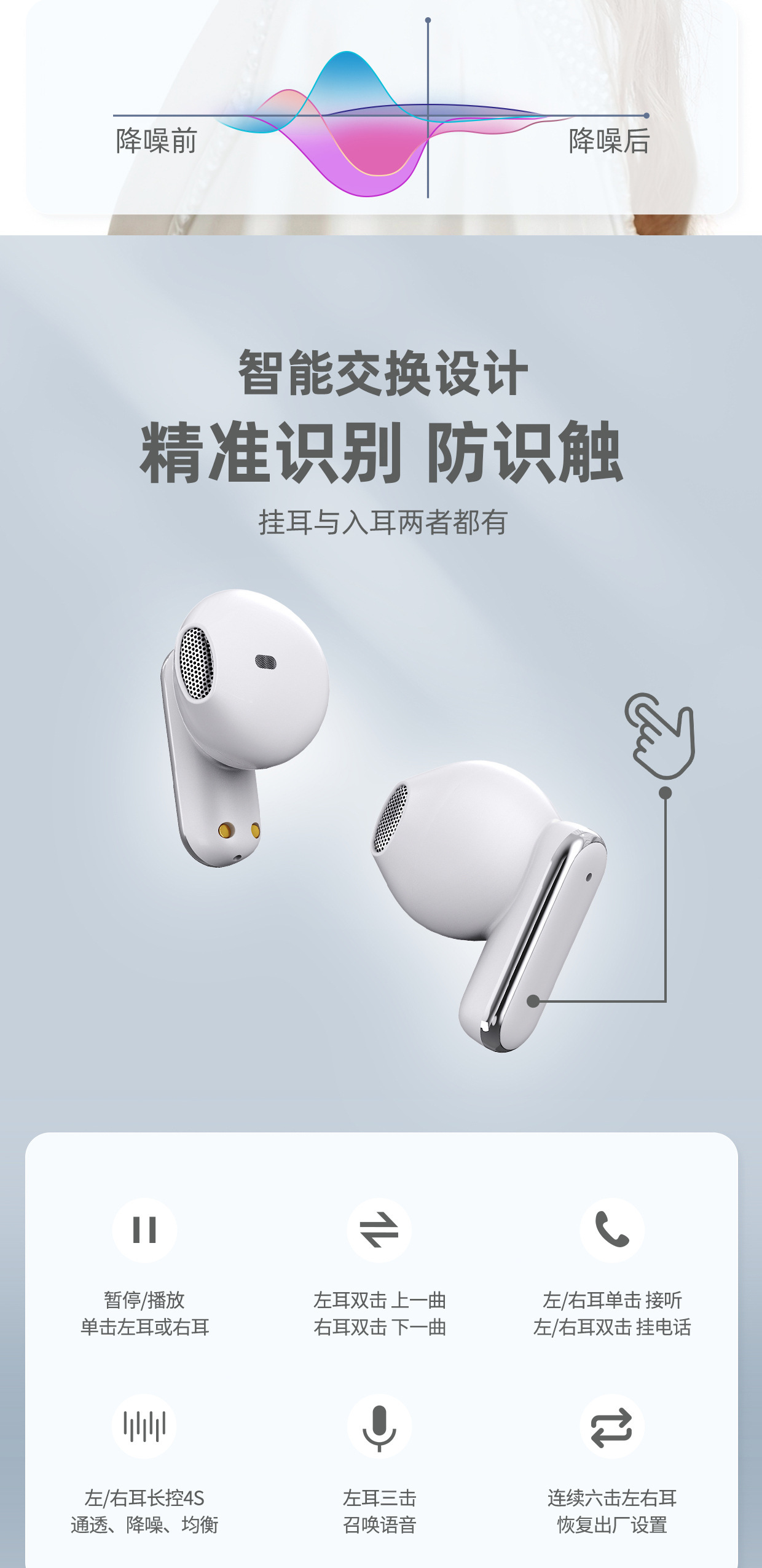 【四只耳机】Q25跨境新款无线智能蓝牙耳机高颜值便携长续航降噪 6