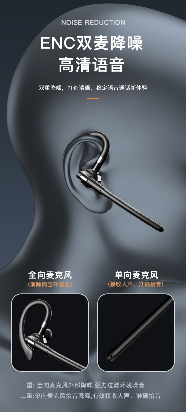 挂耳式Ai翻译无线蓝牙耳机单耳YYK526开车降噪续航电司机专用耳机 8