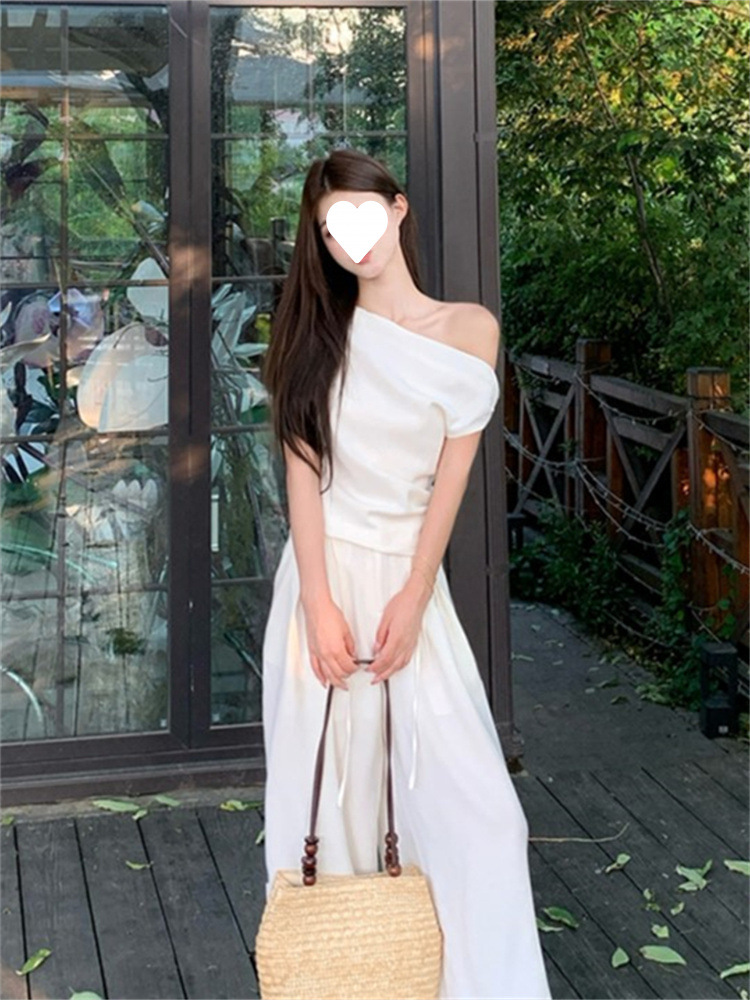 1*1随心裁时尚高级感气质穿搭斜肩T恤女2025夏季新款不规则上衣 6
