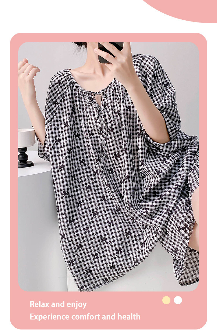 棉绸世家睡衣女款短袖短裤套装家居服时尚高级感短袖套装薄可外穿 17