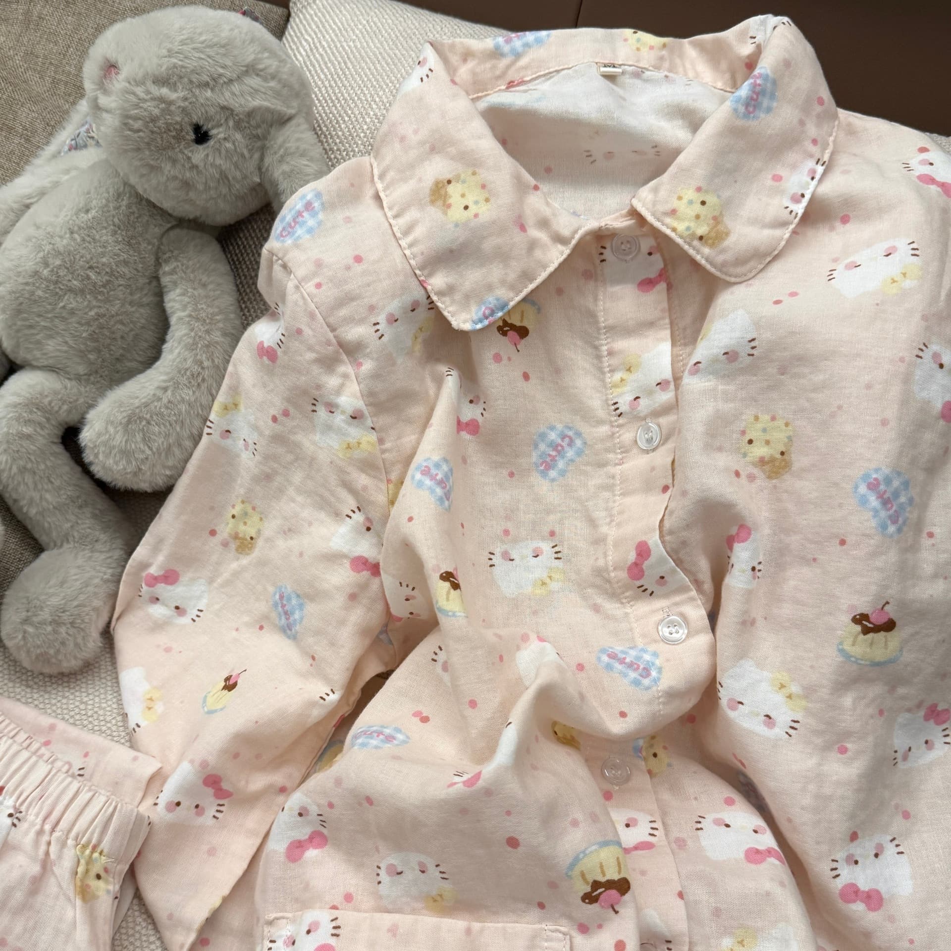 夏日新款~娃娃领短袖短裤A类100棉双层纱睡衣家居服纱布卡通可爱 11