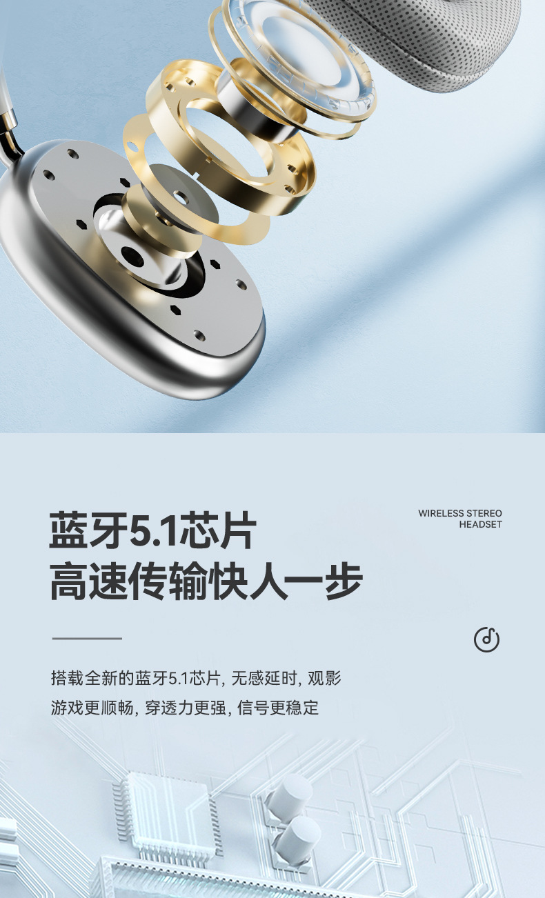 跨境爆款P9 pro Max蓝牙耳机头戴式手机无线拍照游戏音乐耳麦通用 3