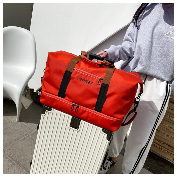 新款行李收纳短途旅行包大容量独立鞋仓健身包可套拉杆出差手提包 37