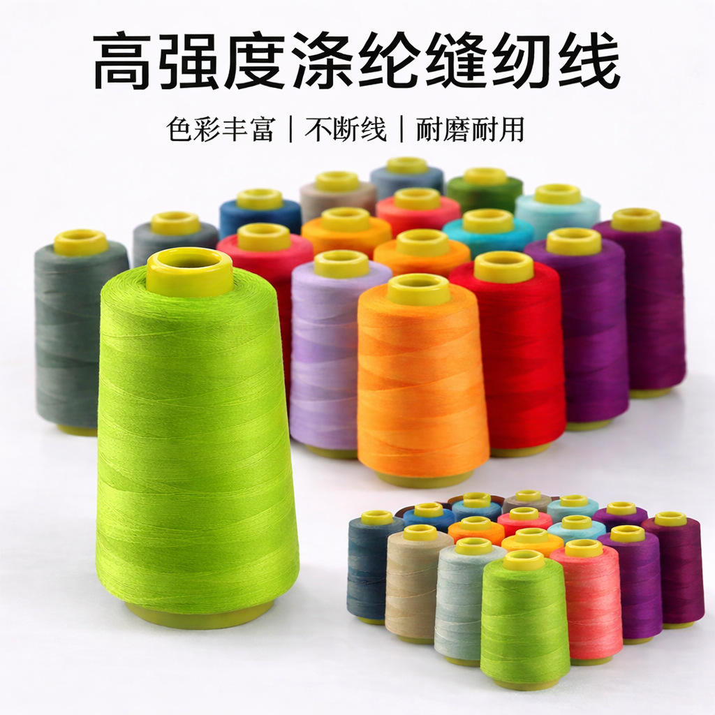 402涤纶缝纫线工厂直销3000码足码服装厂专用高速多色不易断现货
