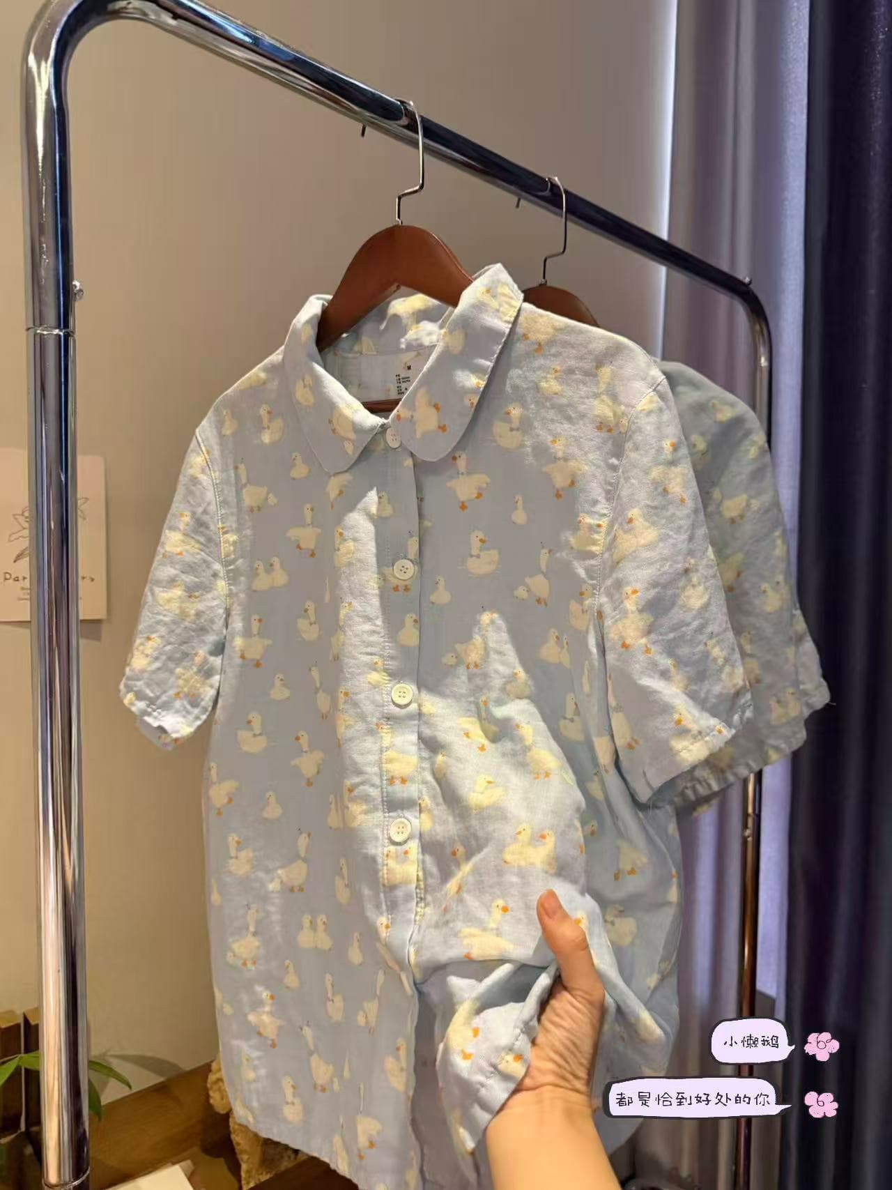 夏日新款~娃娃领短袖短裤A类100棉双层纱睡衣家居服纱布卡通可爱 17