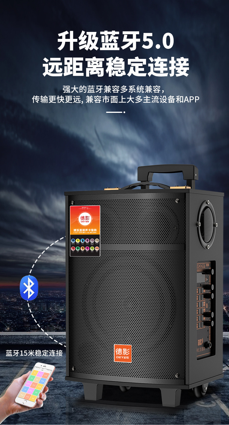 德影广场舞音响无线蓝牙户外大功率拉杆音箱k歌大音量低音炮家用 11