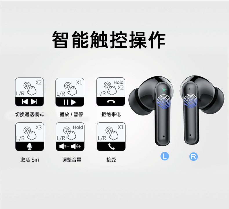 跨境专供蓝牙耳机S2耳机无线蓝牙降噪不漏音LED显示屏智能耳塞式 11
