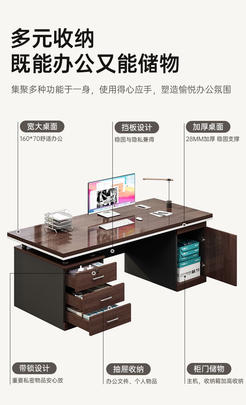 办公桌简约现代职员桌书桌家用学生学习桌租房卧室台式电脑桌 5
