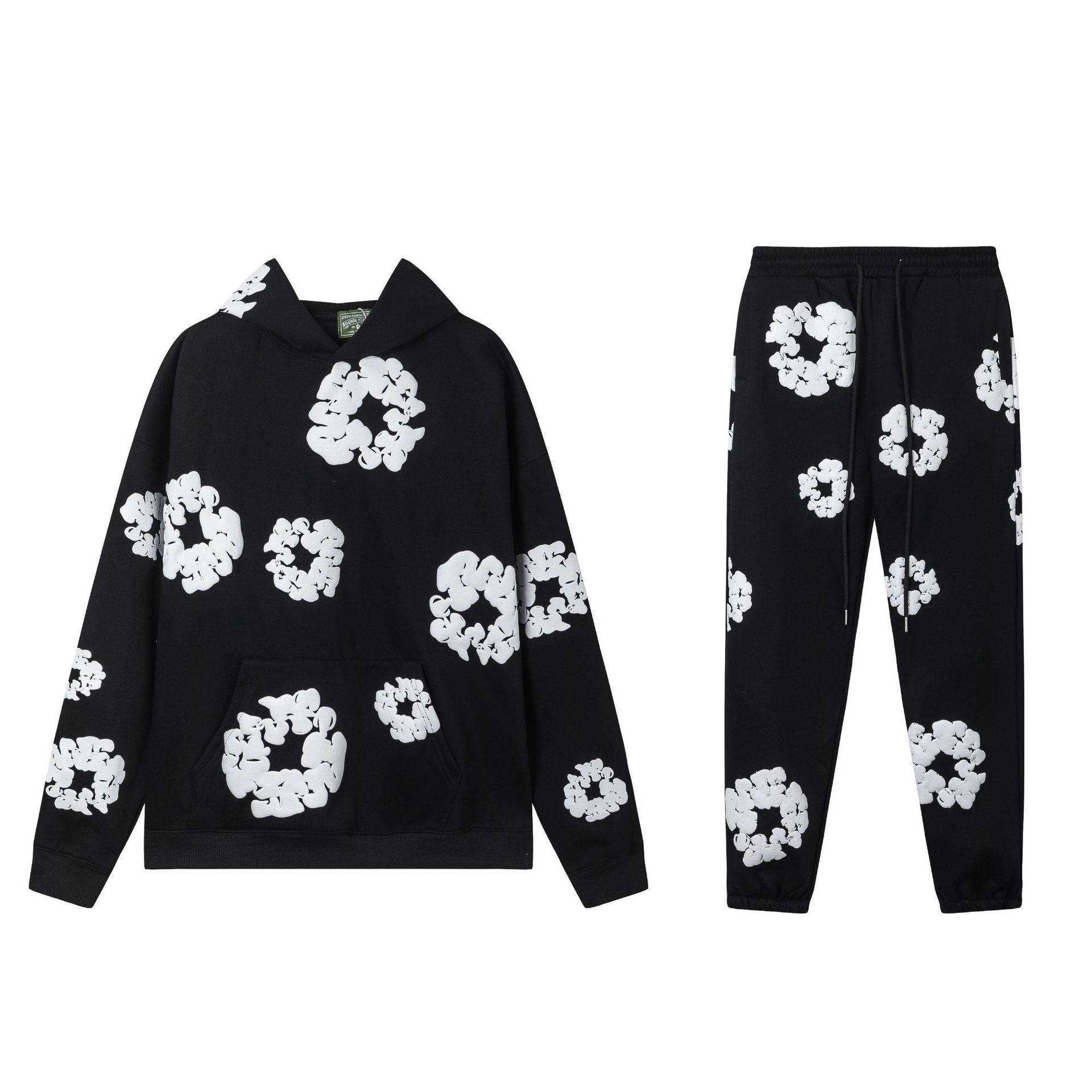 【加绒】侃爷同款发泡木棉花DENIM TEARS连帽卫衣休闲卫裤套装潮 30