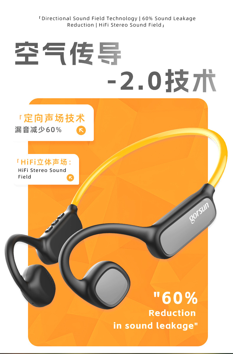 发光OWS蓝牙耳机 运动骑行跑步开放式真无线不入耳空气传导2025新 3