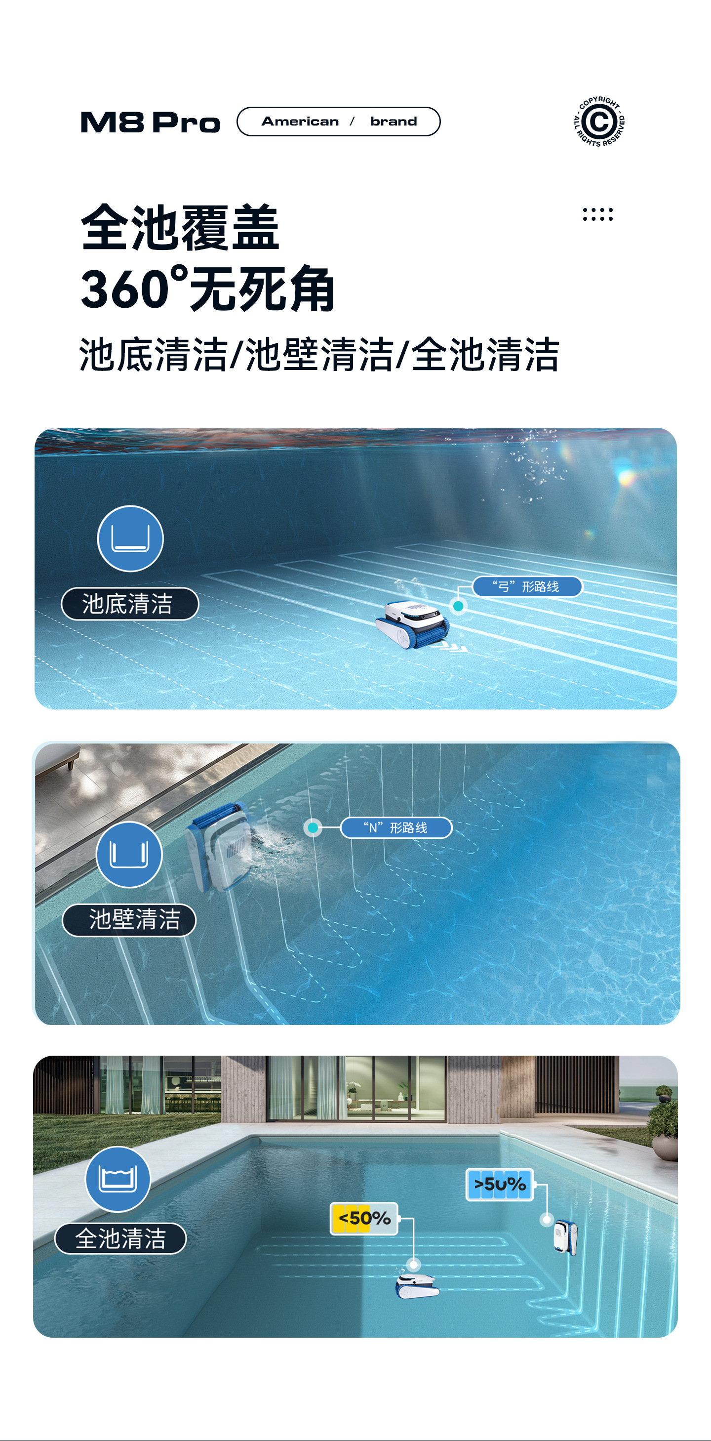 泳池吸污水下吸尘器池底吸污机全自动水龟清洁机器人清洗神器 15