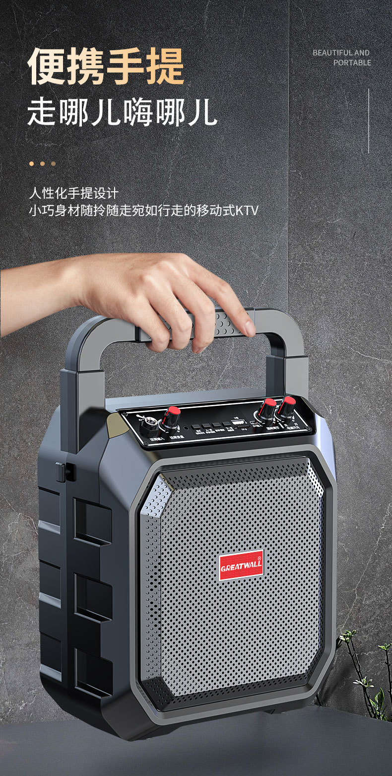 长城户外手提便携大音量广场舞蓝牙音箱家用K歌一体低音炮音响 7