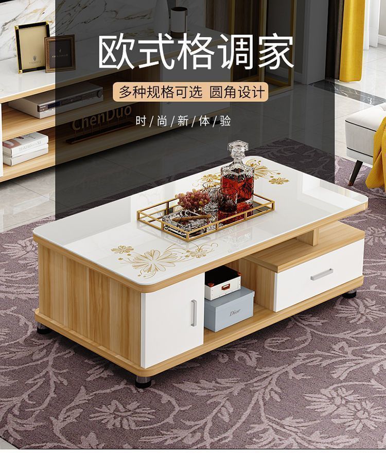 小户型茶几简约电视柜茶几组合小户型钢化客厅玻璃茶桌桌茶几客厅 3