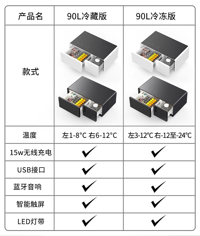 普利斯特 智能冰箱茶几90L冷冻版家用客厅茶几冰柜水果饮料冷冻柜 2