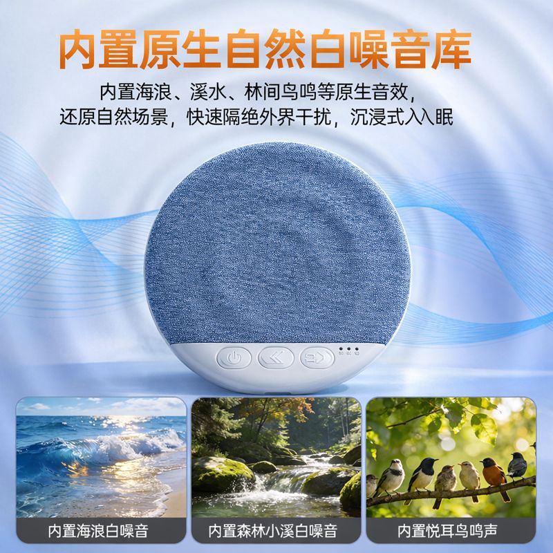 跨境枕边音响枕下音碟蓝牙音响音箱定时睡眠白噪音超薄工厂批发 7