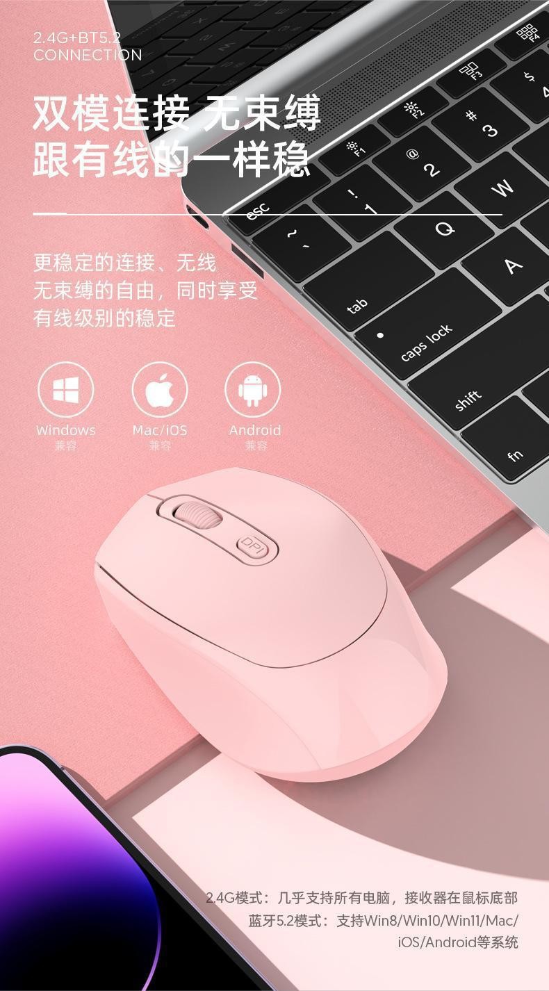 跨境工厂双模蓝牙充电鼠标轻巧携带平板电脑蓝牙静音充电无线鼠标 3