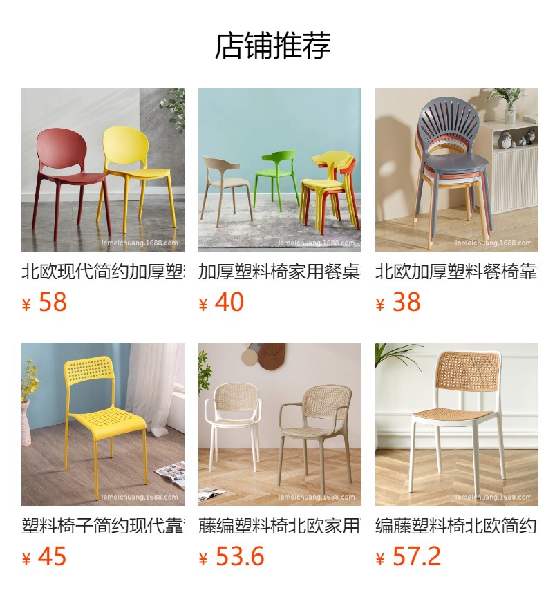塑料椅子北欧餐厅加厚靠背椅家用餐桌商用餐椅简约凳子轻奢现代 1