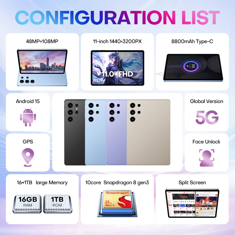 2025跨境专供Pad 9 Pro智能平板电脑全新现货源头工厂低价 海外版 3