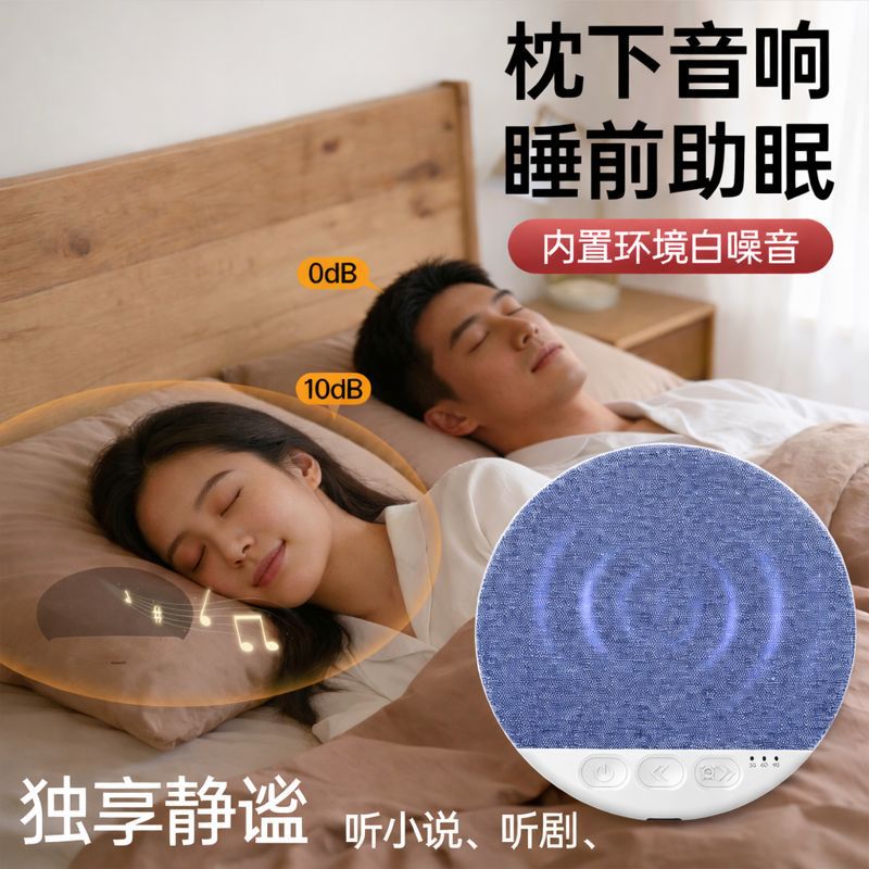 跨境枕边音响枕下音碟蓝牙音响音箱定时睡眠白噪音超薄工厂批发 11