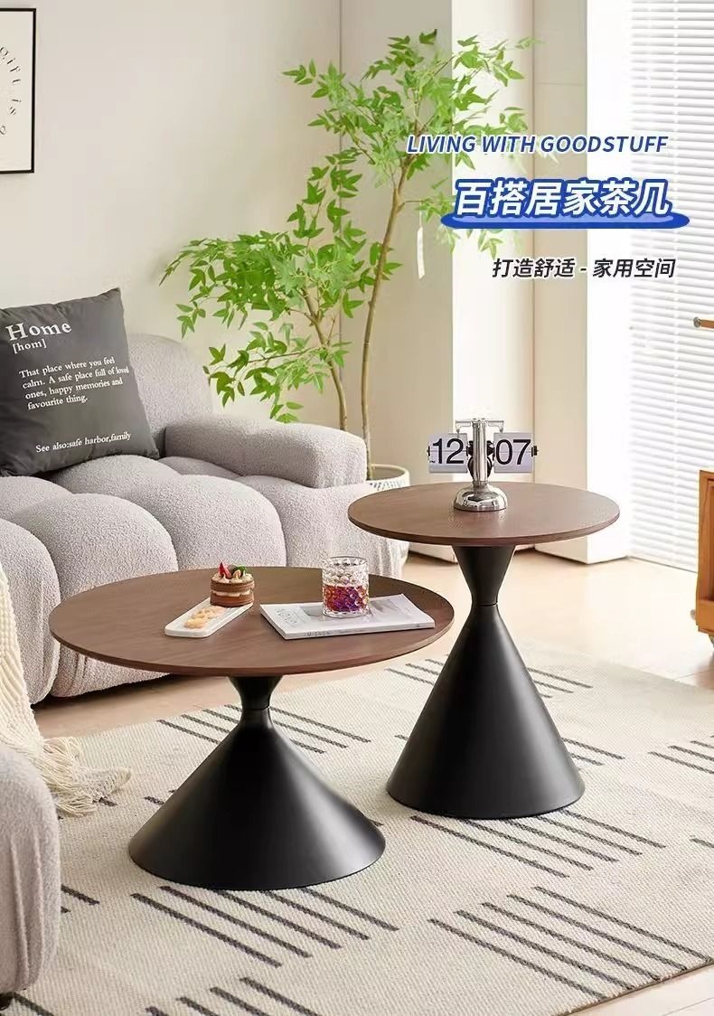 现代轻奢黑白撞色子母茶几客厅家用小户型百搭网红高颜值创意圆桌 1