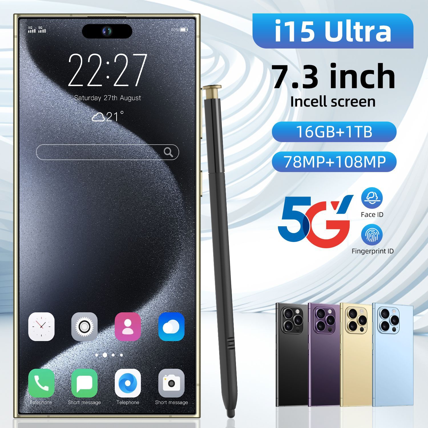I15ultra跨境电商新品7.3英寸高清屏安卓9.0智能手机外贸低价手机 21