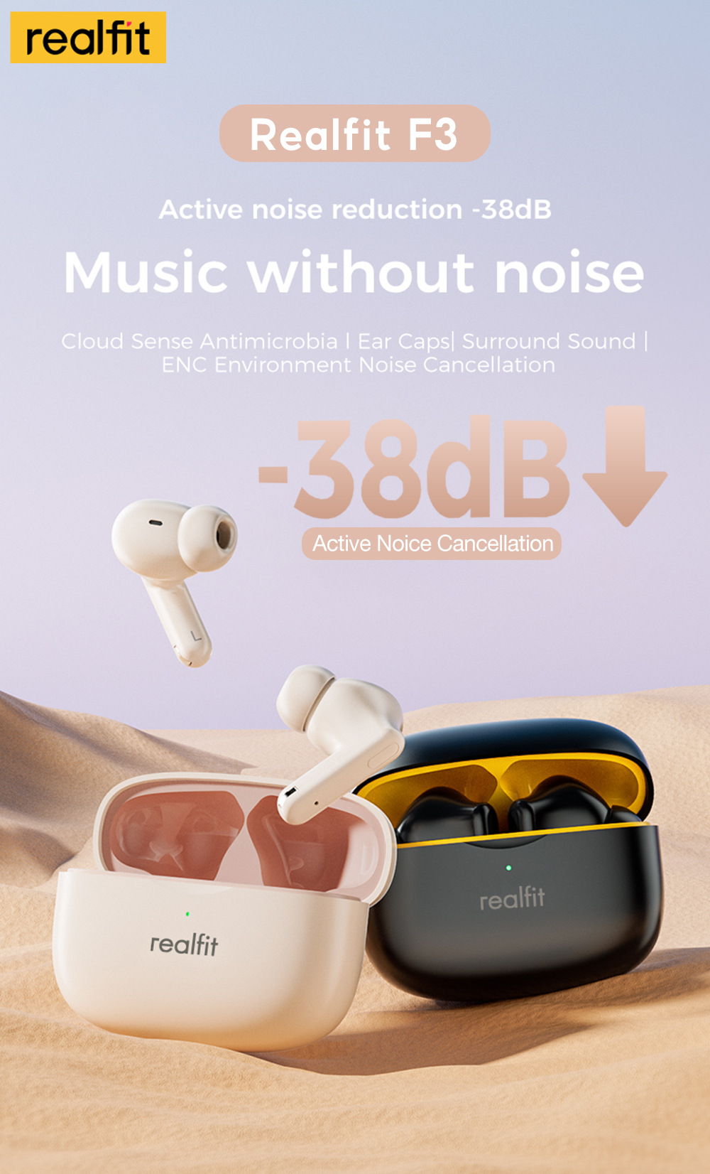 Realfit F3 ANC主动降噪真无线蓝牙5.4耳机高品质入耳式TWS 1