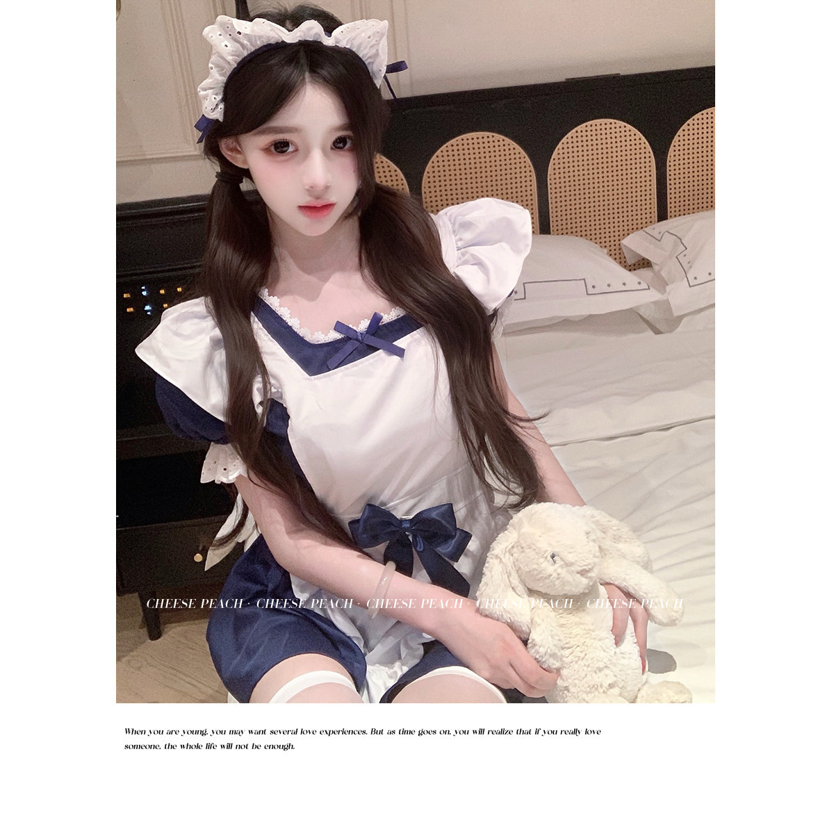 西诗蓝白萌仆*纯欲可爱猫咪蝴蝶结女仆围裙连衣裙性感套装女 7