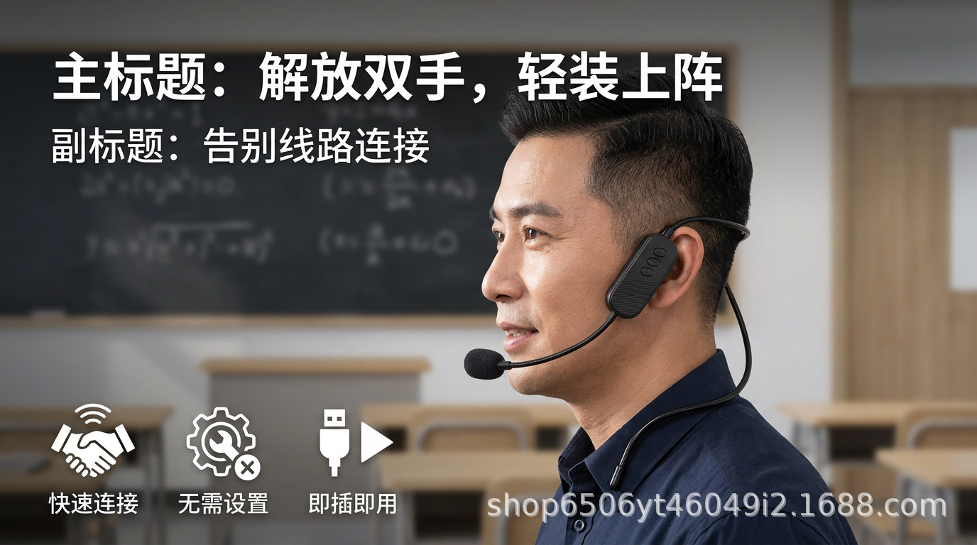 通用无线降噪话筒教师上课小蜜蜂扩音器麦克风耳麦一拖二音响用 19
