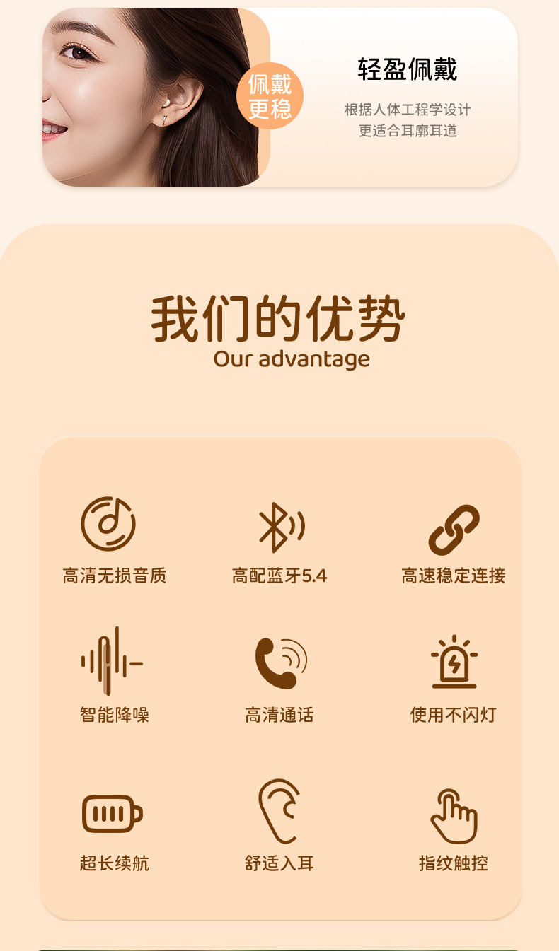 迷你超小隐形滑盖无线蓝牙耳机迷你睡眠降噪半入耳mini13N 3