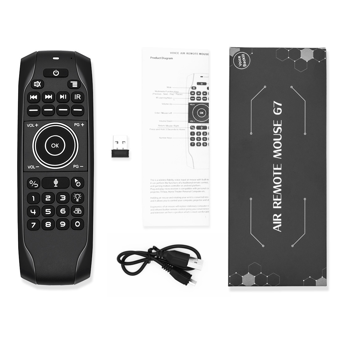 G7V PRO 语音无线飞鼠&键盘 USB2.4G 遥控器 LED背光 红外学习 8