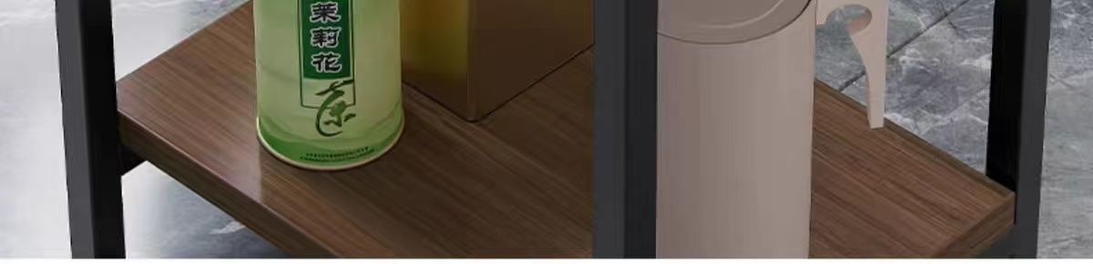 棋牌室茶水架双层铁艺加粗家用省空间沙发小边几胡桃色麻将机茶几 18