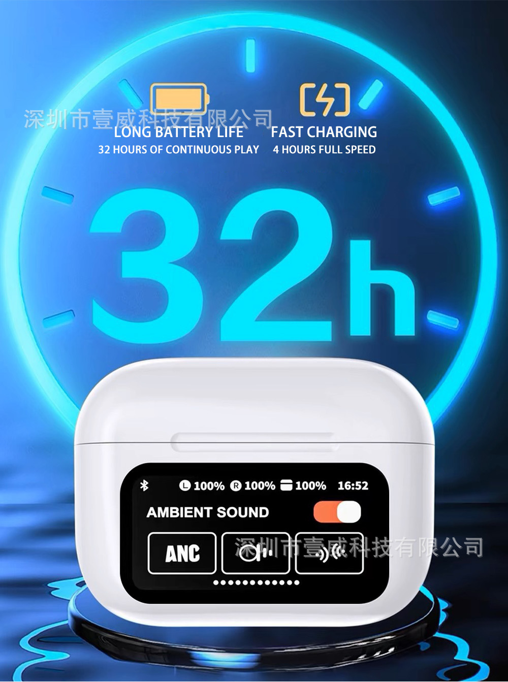严选A9pro五代彩屏无线蓝牙耳机超长续航触摸屏ANC降噪T潮流降噪 1