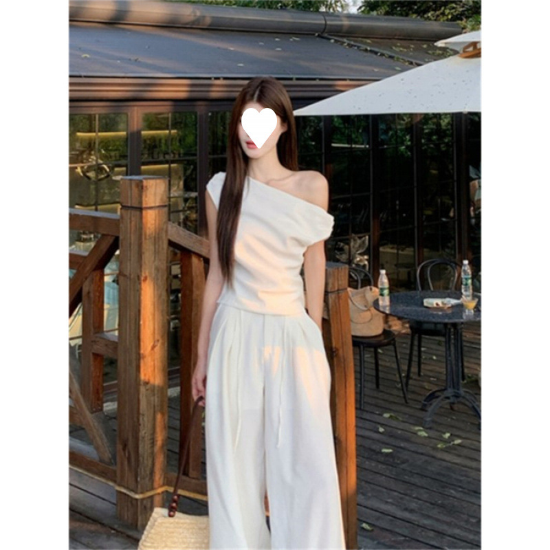 1*1随心裁时尚高级感气质穿搭斜肩T恤女2025夏季新款不规则上衣