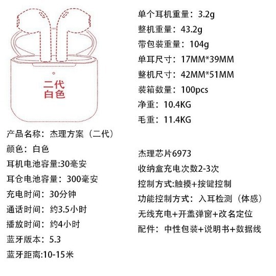 跨境二三四五代六代七代airpods Pro新款八代蓝牙耳机1:1 ANC降噪 4