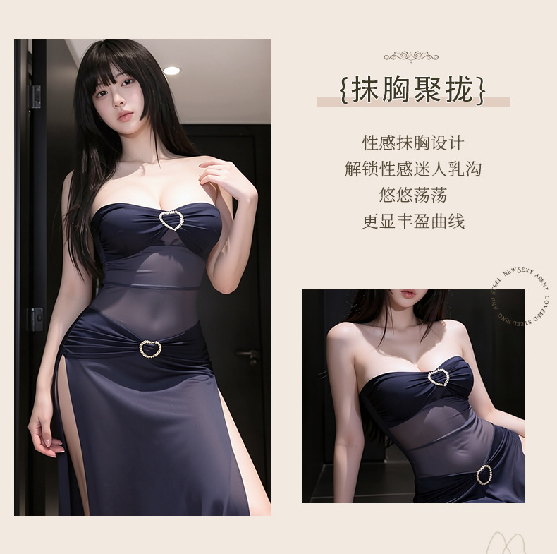 夜听香性感情趣内衣纯欲调情性趣制服小胸开叉连衣裙qqny睡衣女 5