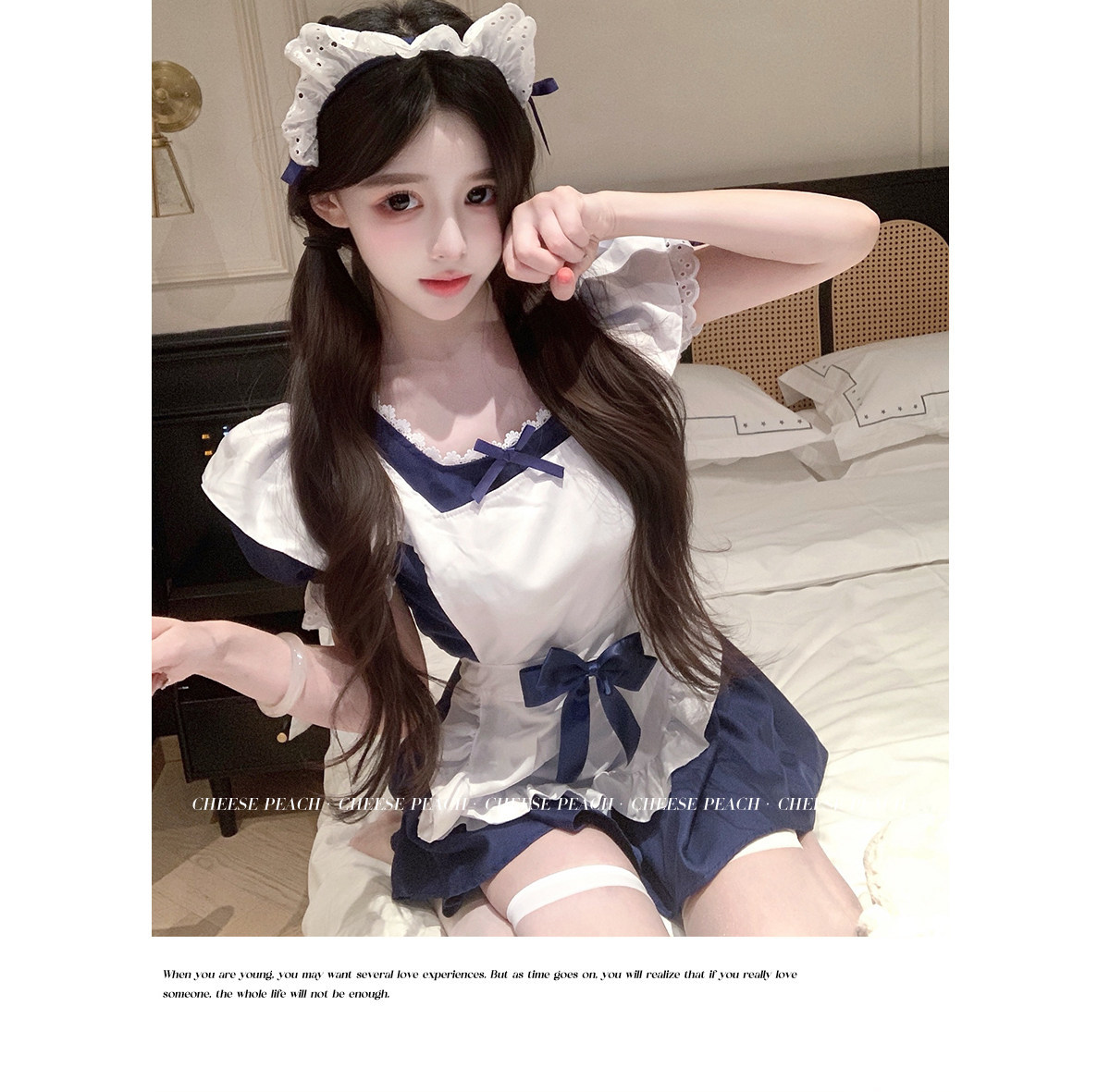 西诗蓝白萌仆*纯欲可爱猫咪蝴蝶结女仆围裙连衣裙性感套装女 10