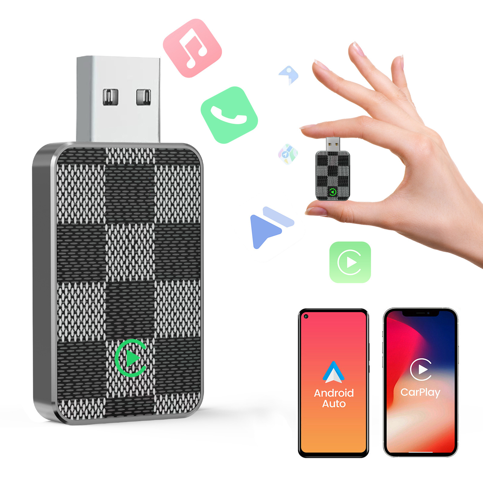 无线CarPlay安卓Auto适配器USB加密狗智能迷你盒子即插即用通用适