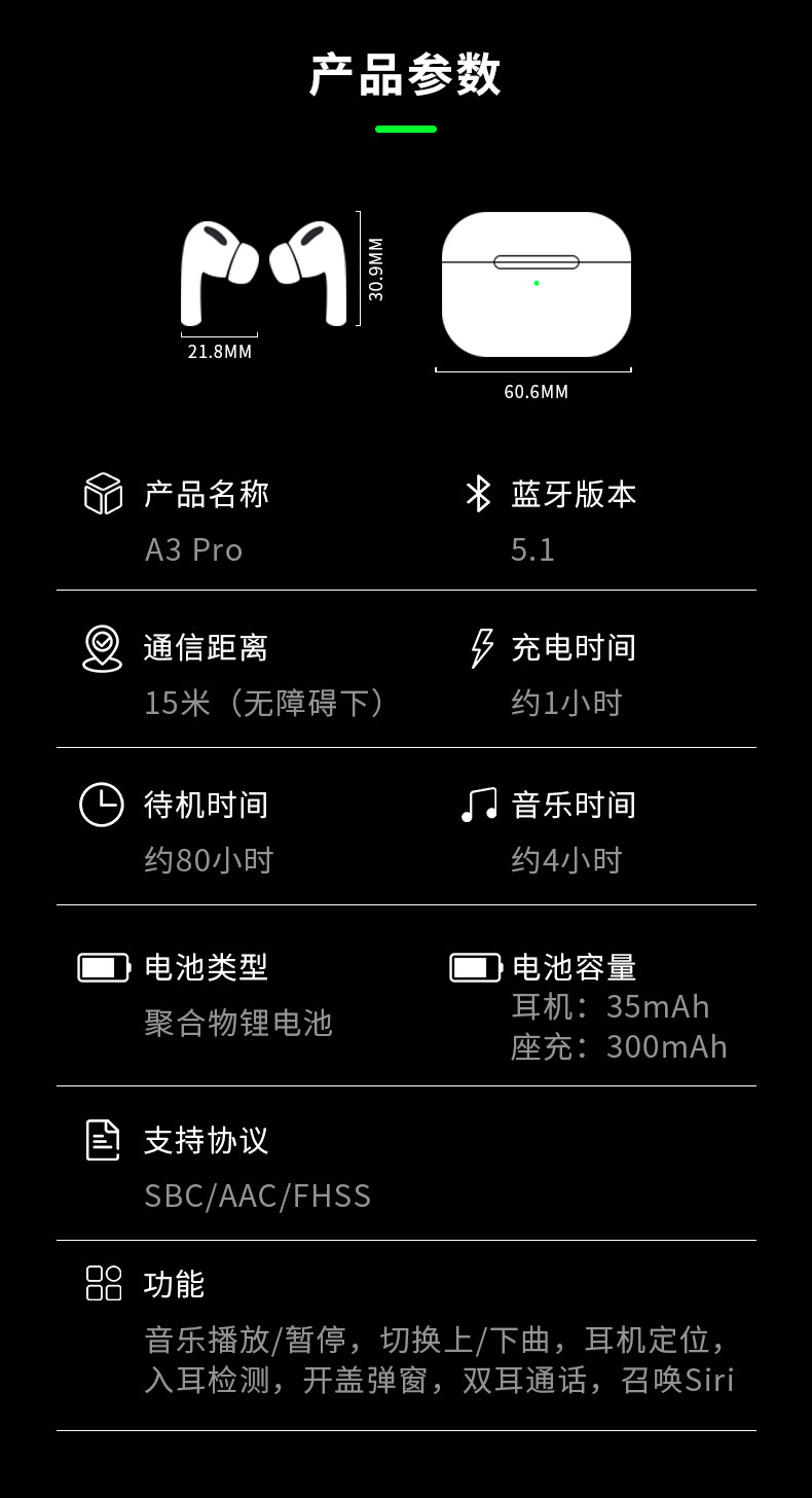 适用于苹果华强北悦虎二三四五代蓝牙耳机无线入耳式洛达降噪通透 6