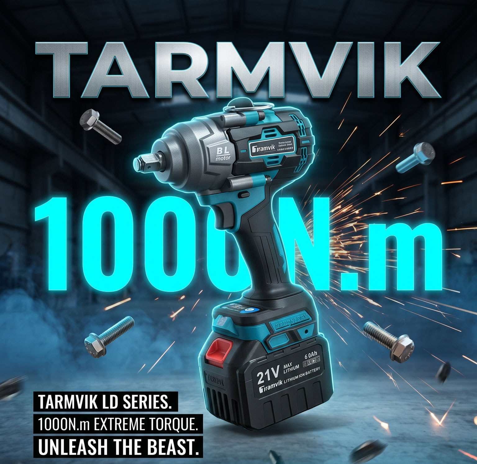 1000N.m无刷锂电冲击扳手21V大扭力充电套筒扳手汽修大功率工具 1