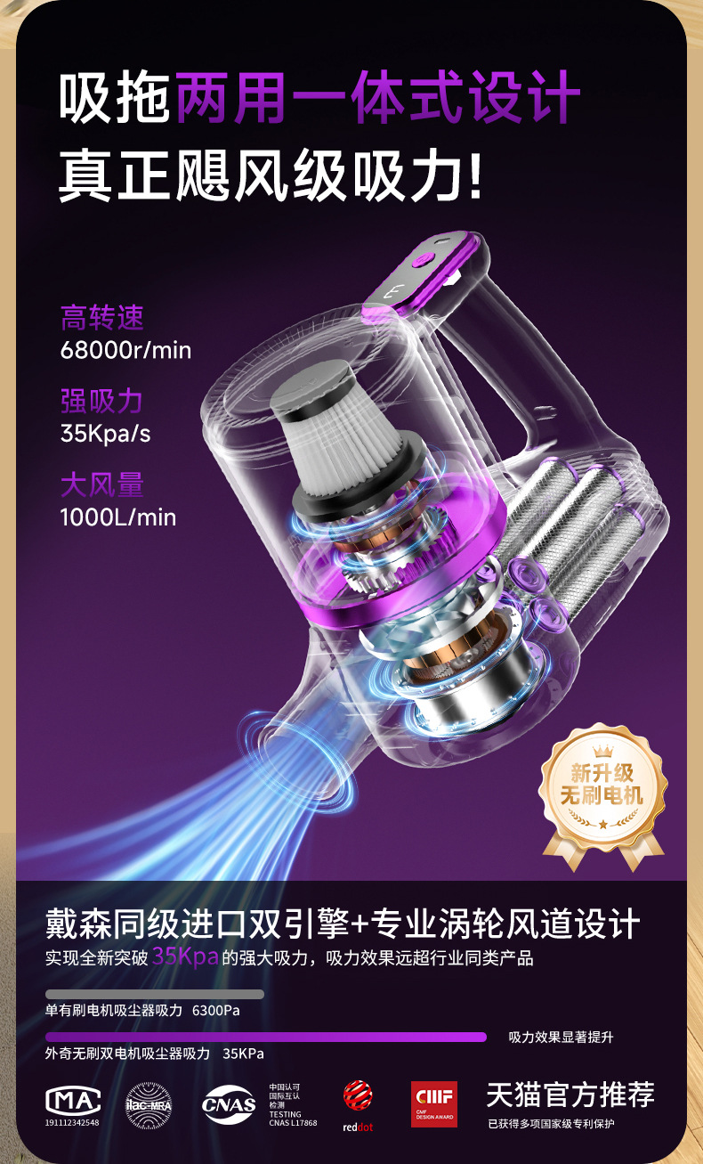 吸尘器家用无线手持吸拖一体吸尘拖地一体机超强大吸力 3