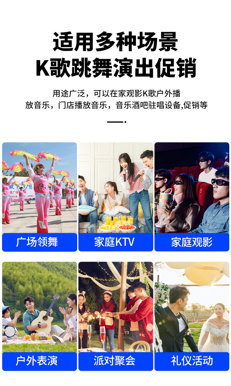 德影广场舞音响无线蓝牙户外大功率拉杆音箱k歌大音量低音炮家用 16