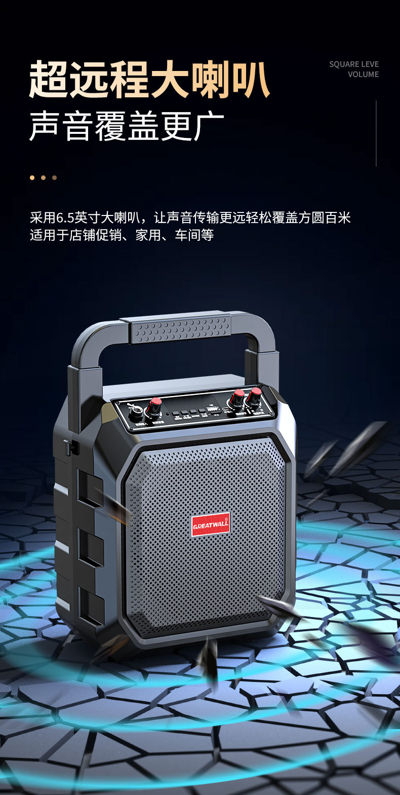 长城户外手提便携大音量广场舞蓝牙音箱家用K歌一体低音炮音响 5