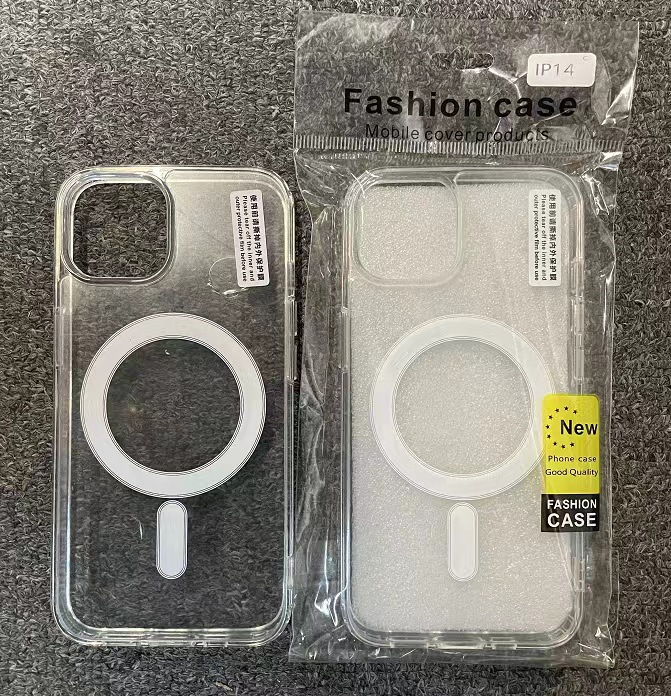 适用苹果15 Magsafe磁吸手机壳iPhone14 pro透明无线充保护壳防摔
