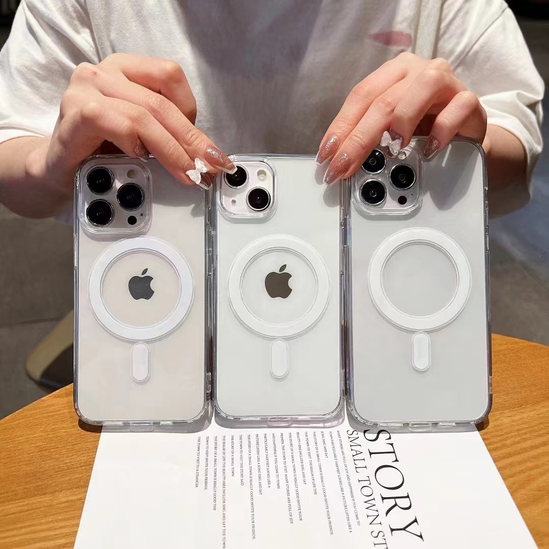 适用苹果15 Magsafe磁吸手机壳iPhone14 pro透明无线充保护壳防摔 7