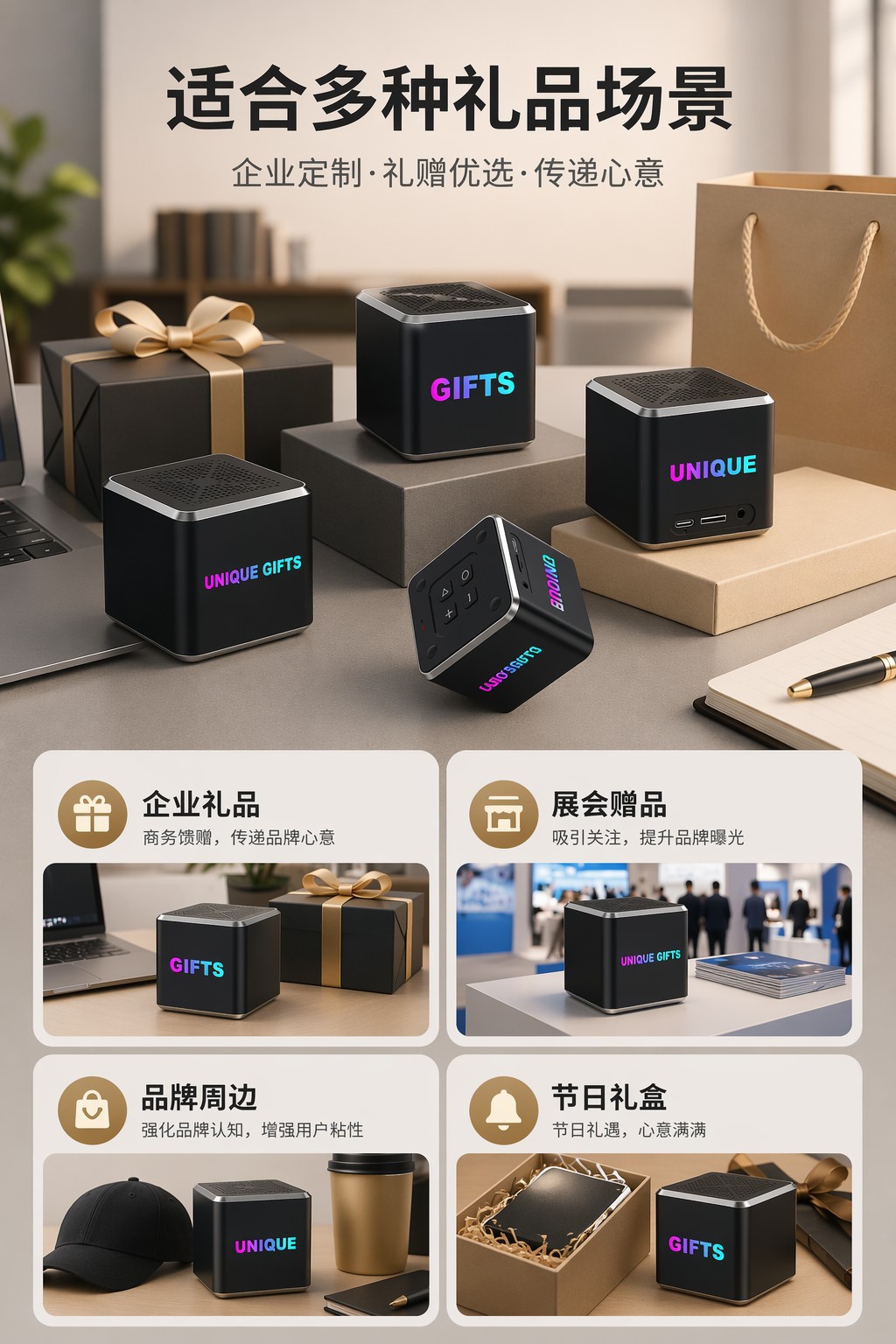LED发光LOGO蓝牙音箱 DIY灯光画5W音响 创意桌面摆件 跨境爆款源 7