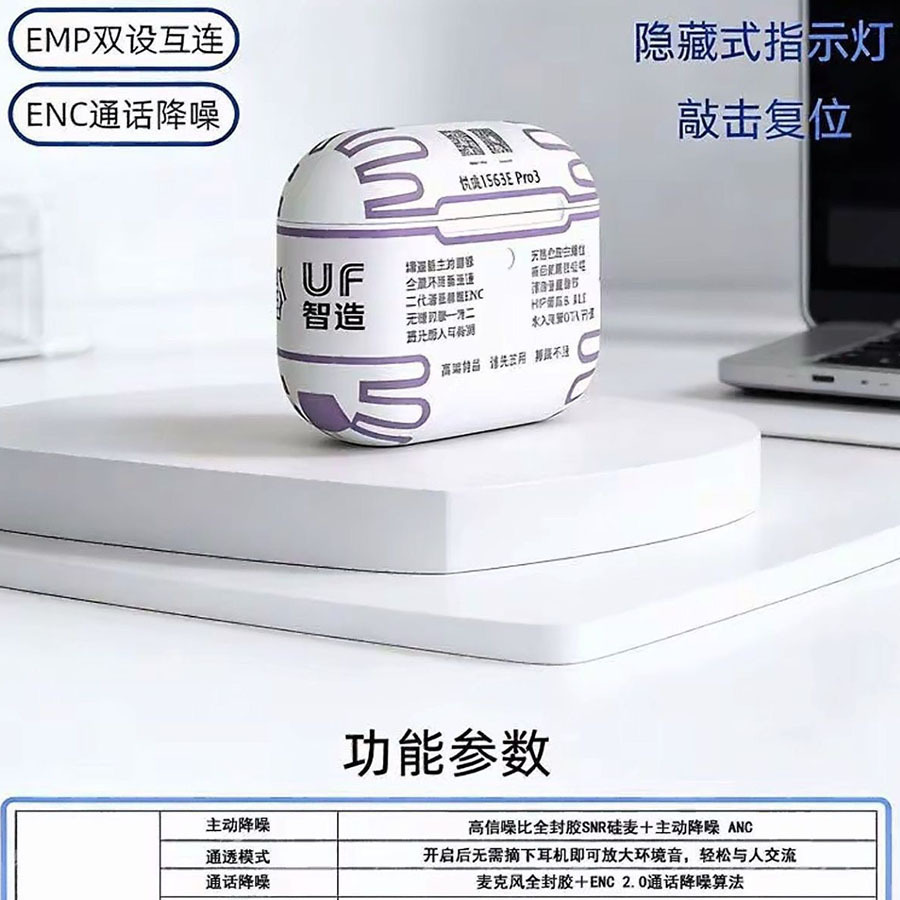 五代悦虎1562AE蓝牙耳机华强北六代八代Pro3杰里中科适用苹果降噪 35