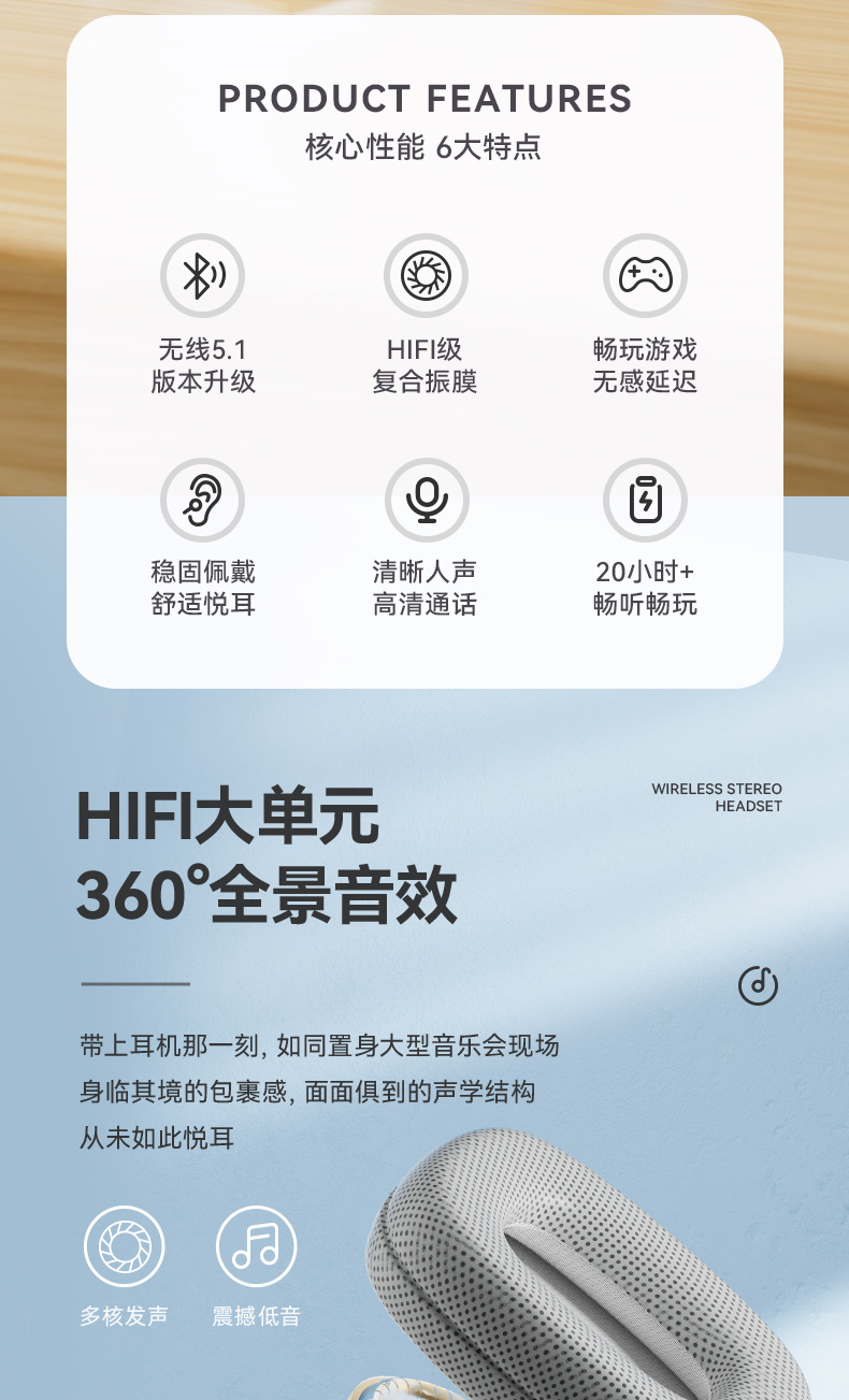 跨境爆款P9 pro Max蓝牙耳机头戴式手机无线拍照游戏音乐耳麦通用 2
