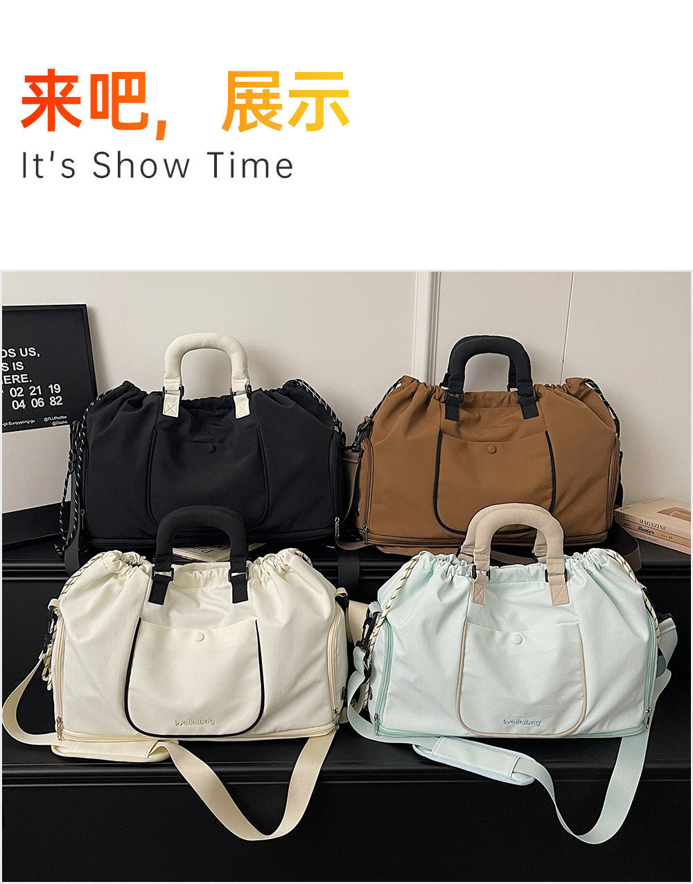 可扩展出差健身包大容量外出轻便旅行包定制logo手提斜挎包行李袋 15