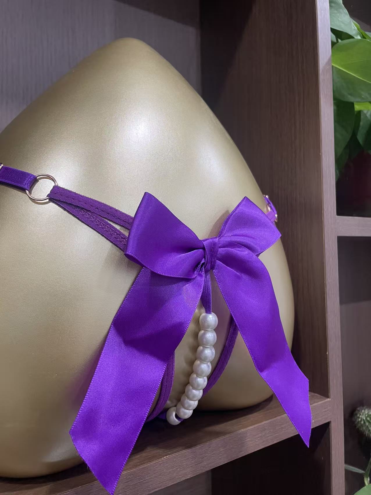 情趣内裤女镂空开档性感可调节大码蝴蝶结串珠丁字裤火辣美臀T裤 19